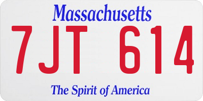 MA license plate 7JT614