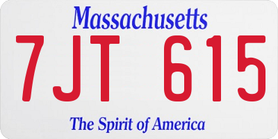 MA license plate 7JT615