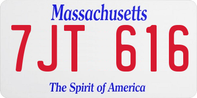 MA license plate 7JT616