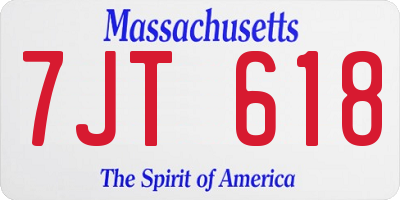 MA license plate 7JT618
