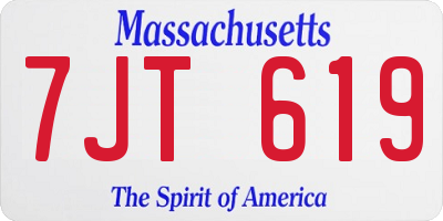 MA license plate 7JT619
