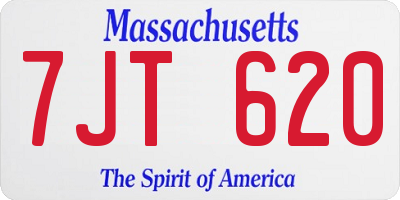 MA license plate 7JT620