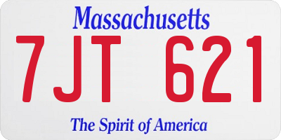 MA license plate 7JT621
