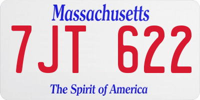 MA license plate 7JT622