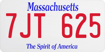 MA license plate 7JT625