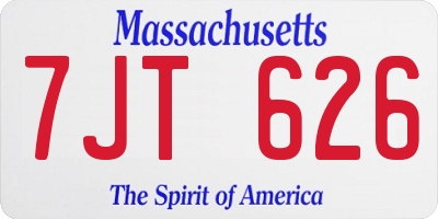 MA license plate 7JT626