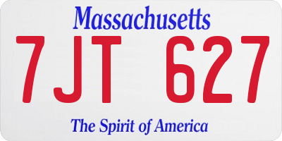 MA license plate 7JT627