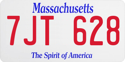 MA license plate 7JT628