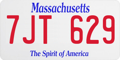 MA license plate 7JT629