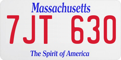 MA license plate 7JT630