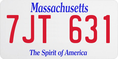 MA license plate 7JT631