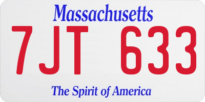 MA license plate 7JT633