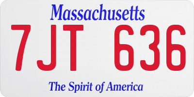 MA license plate 7JT636