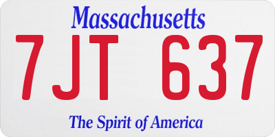MA license plate 7JT637