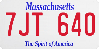 MA license plate 7JT640