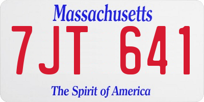 MA license plate 7JT641
