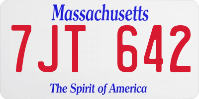 MA license plate 7JT642