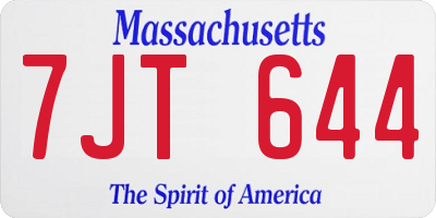 MA license plate 7JT644