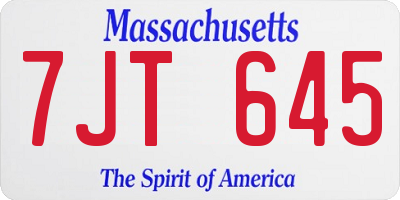 MA license plate 7JT645
