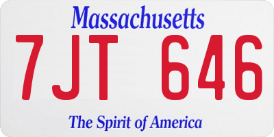 MA license plate 7JT646