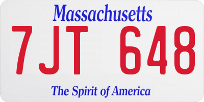 MA license plate 7JT648
