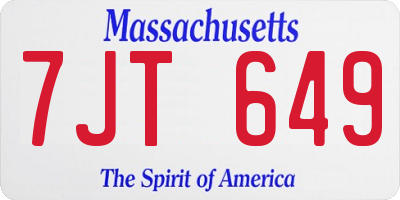MA license plate 7JT649