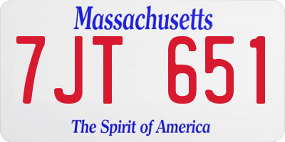 MA license plate 7JT651