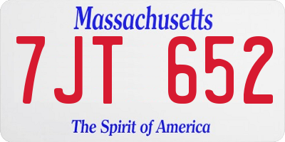 MA license plate 7JT652