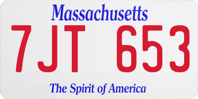 MA license plate 7JT653