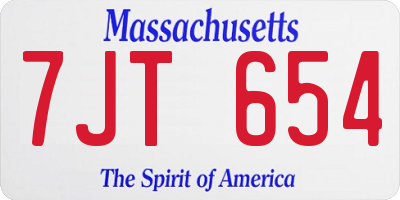 MA license plate 7JT654