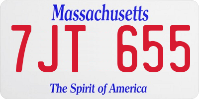MA license plate 7JT655