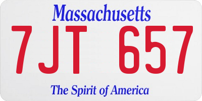 MA license plate 7JT657