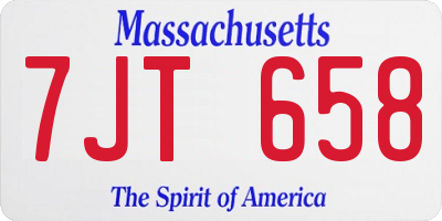 MA license plate 7JT658