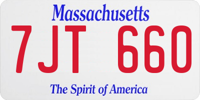 MA license plate 7JT660