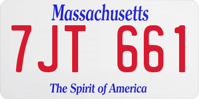 MA license plate 7JT661