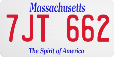 MA license plate 7JT662