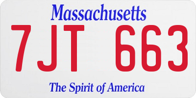 MA license plate 7JT663