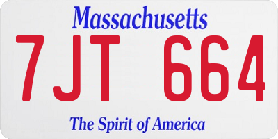 MA license plate 7JT664