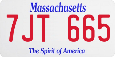 MA license plate 7JT665