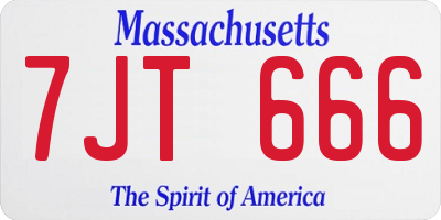 MA license plate 7JT666