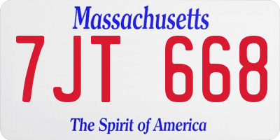 MA license plate 7JT668
