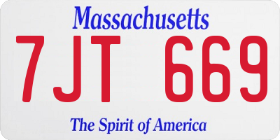 MA license plate 7JT669