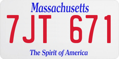 MA license plate 7JT671
