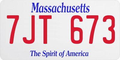 MA license plate 7JT673