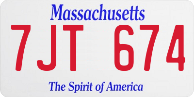 MA license plate 7JT674