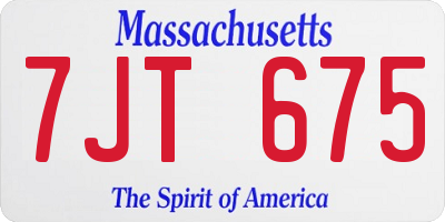 MA license plate 7JT675