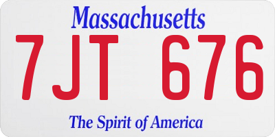 MA license plate 7JT676