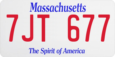 MA license plate 7JT677