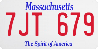 MA license plate 7JT679
