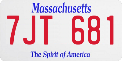 MA license plate 7JT681